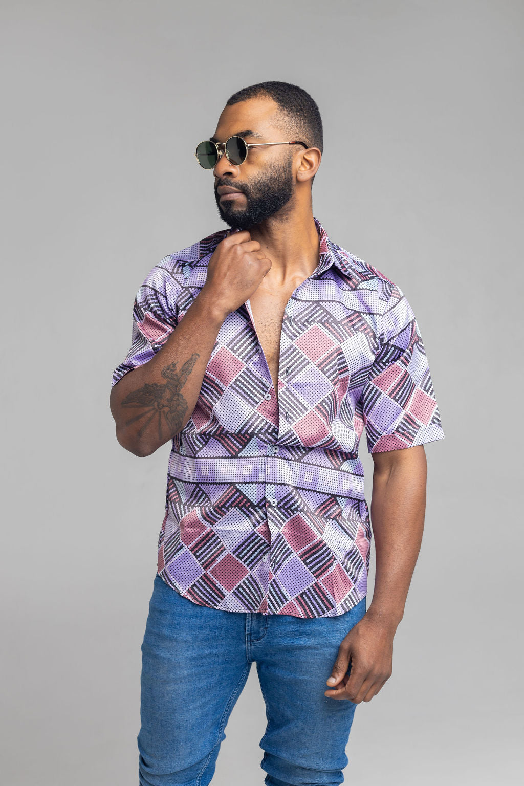 Mens short sleeves - Purple Print