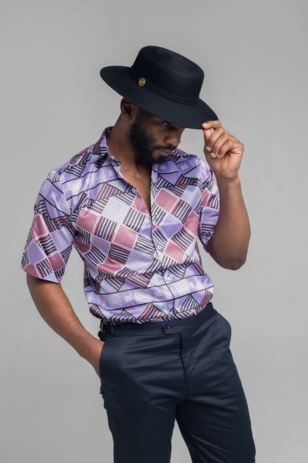 Mens short sleeves - Purple Print