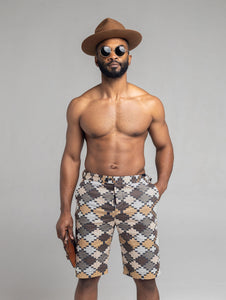 Mens short - Brown Print