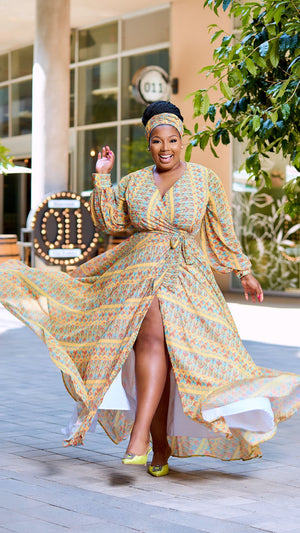 Thandeka Dress - Mustard Print