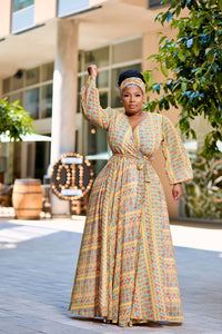 Thandeka Dress - Mustard Print