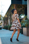 Zuki Dress - Brown Print